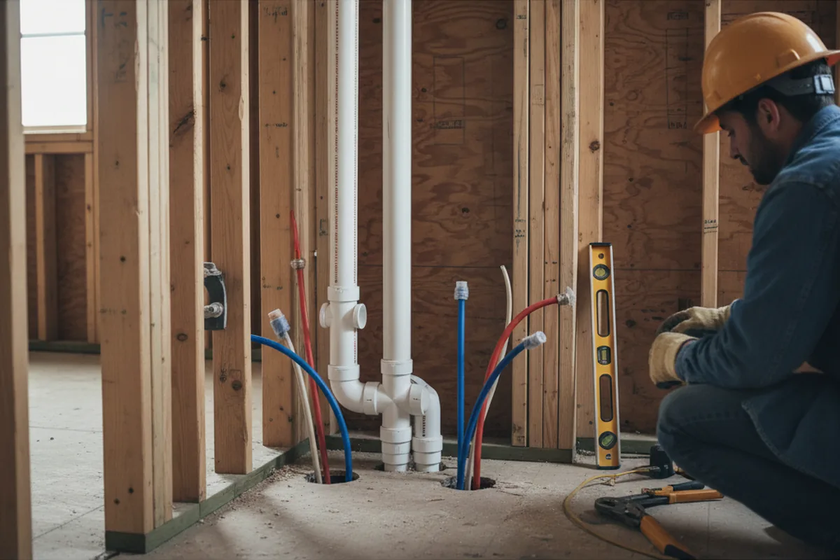 Drain and supply rough-in during Leak Detection in Kewanna